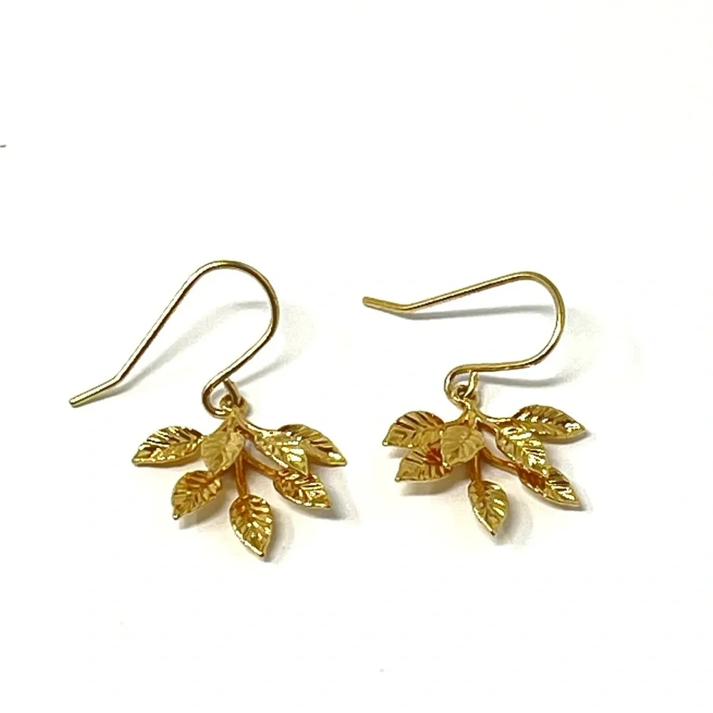New Anthropologie x Tai Gold Leaf Midas Earrings - Picture 2 of 5